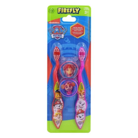 Firefly Paw Patrol 2 Toothbrushes and 2 Caps Twin Pack